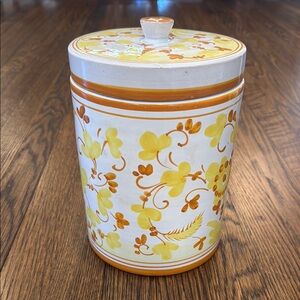 MCM Vintage Floral Ceramic Canister with Lid from Italy